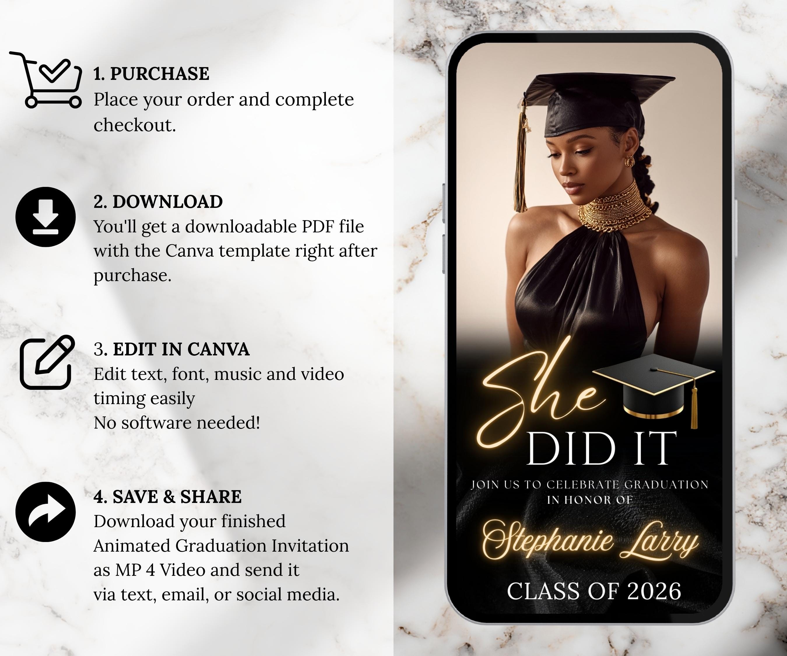 Congrats Graduation Flyer Video Invitation Template, Digital Grad ...