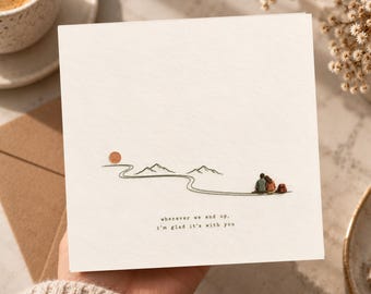 Wherever We End Up Love Card, Romantic Anniversary Card, Adventure Couple Printable Card, 6x6 Digital Download