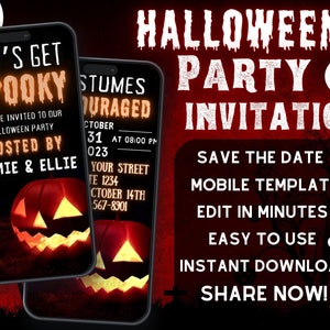 Digital Halloween Party Video Invitation Template, Halloween Digital Invite, Costume Party Invitation, Editable Template, Instant Download