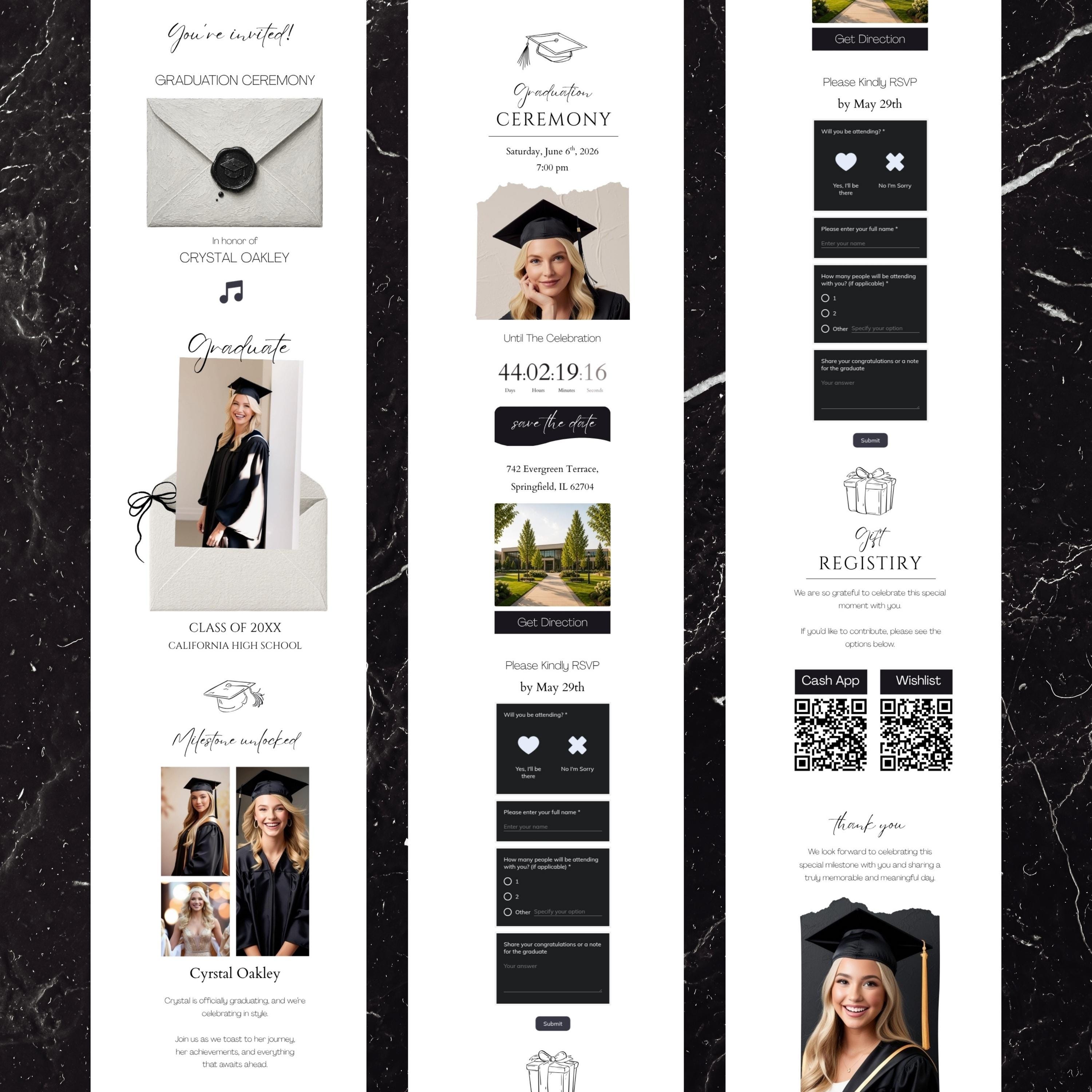 Minimal Graduation Website Template Canva RSVP Trackable Class of 2026 ...