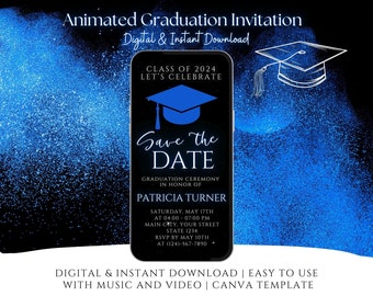 Convite digital minimalista para festa de formatura, anúncio de formatura moderno e luxuoso, convite para a turma de 2026, download instantâneo, faça você mesmo