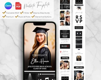 Modèle Canva de site Web de remise des diplômes avec suivi RSVP, promotion 2026, annonce interactive de remise des diplômes avec RSVP, page Web de remise des diplômes
