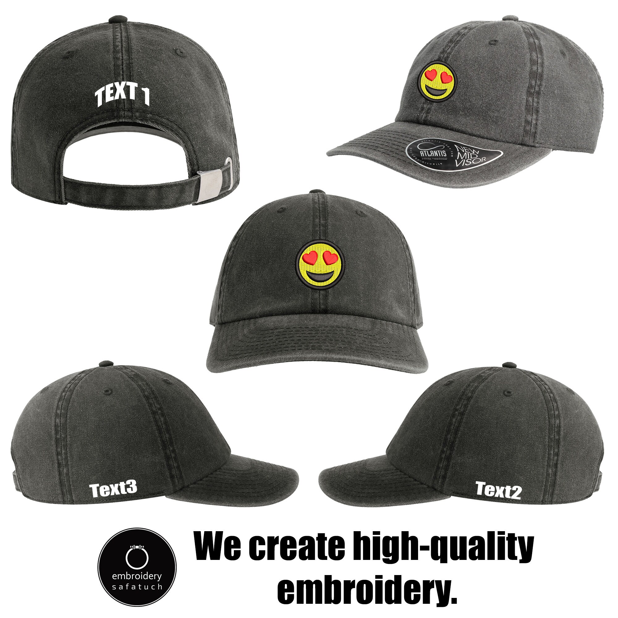 Personalized Cap With Emojis in Love, Cap for Lovers, Valentine's Cap