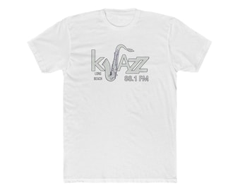 KJAZZ Long Beach Jazz Music Radio Station Men&#39;s Cotton Crew Tee
