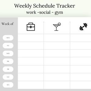Weekly Meeting Tracker Printable Template | Work, Social, Gym, Task Schedule, Daily, Weekly, To Do List Template, Download