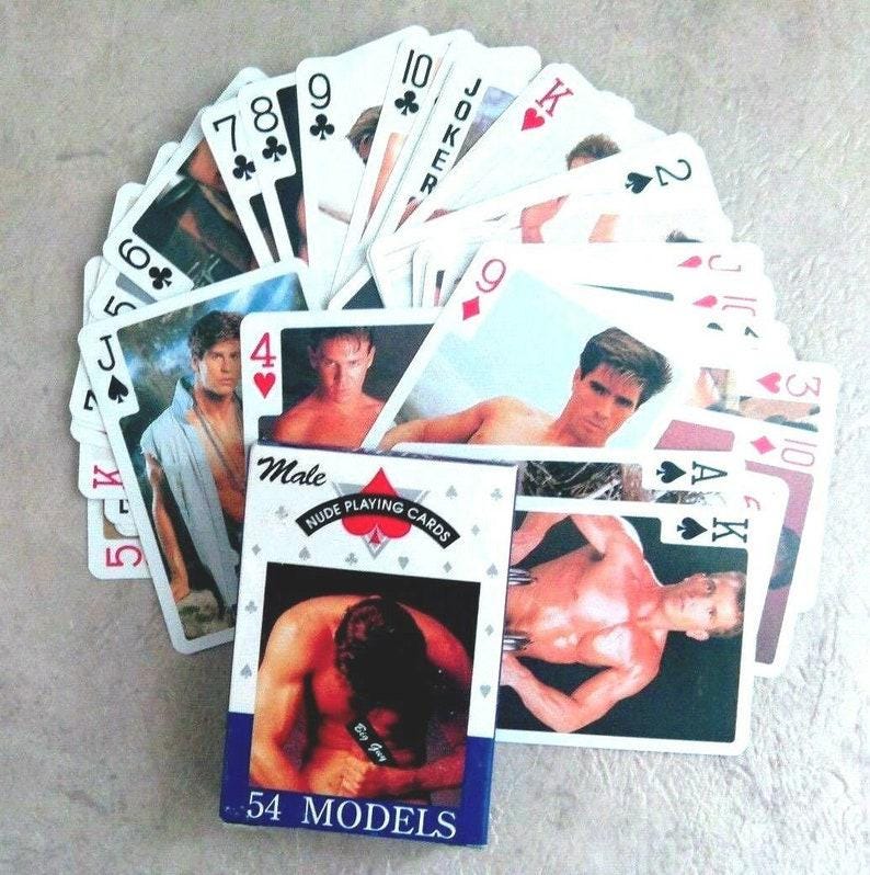 Vintage Adult Playing Cards, Nude Cards, 52 Erotic Playing Cards Hot Boys