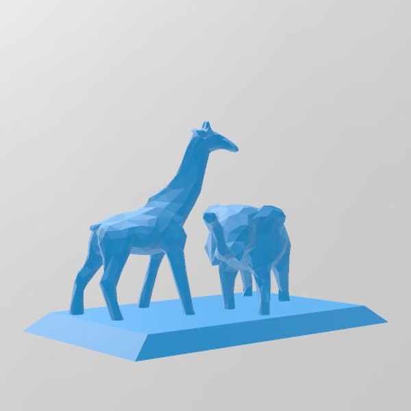 Geometric Giraffe and Elephant Display