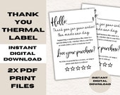 Thank You Thermal Label, Thank You Sticker Label, Packaging Stickers, Small Business Supplies, 4x6 Thermal Sticker, Printable Stickers
