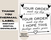 Your Order Made My Day Thermal Sticker, Thank you Sticker, Packaging Supplies, Printable Thermal Labels, Print at Home Stickers, Business