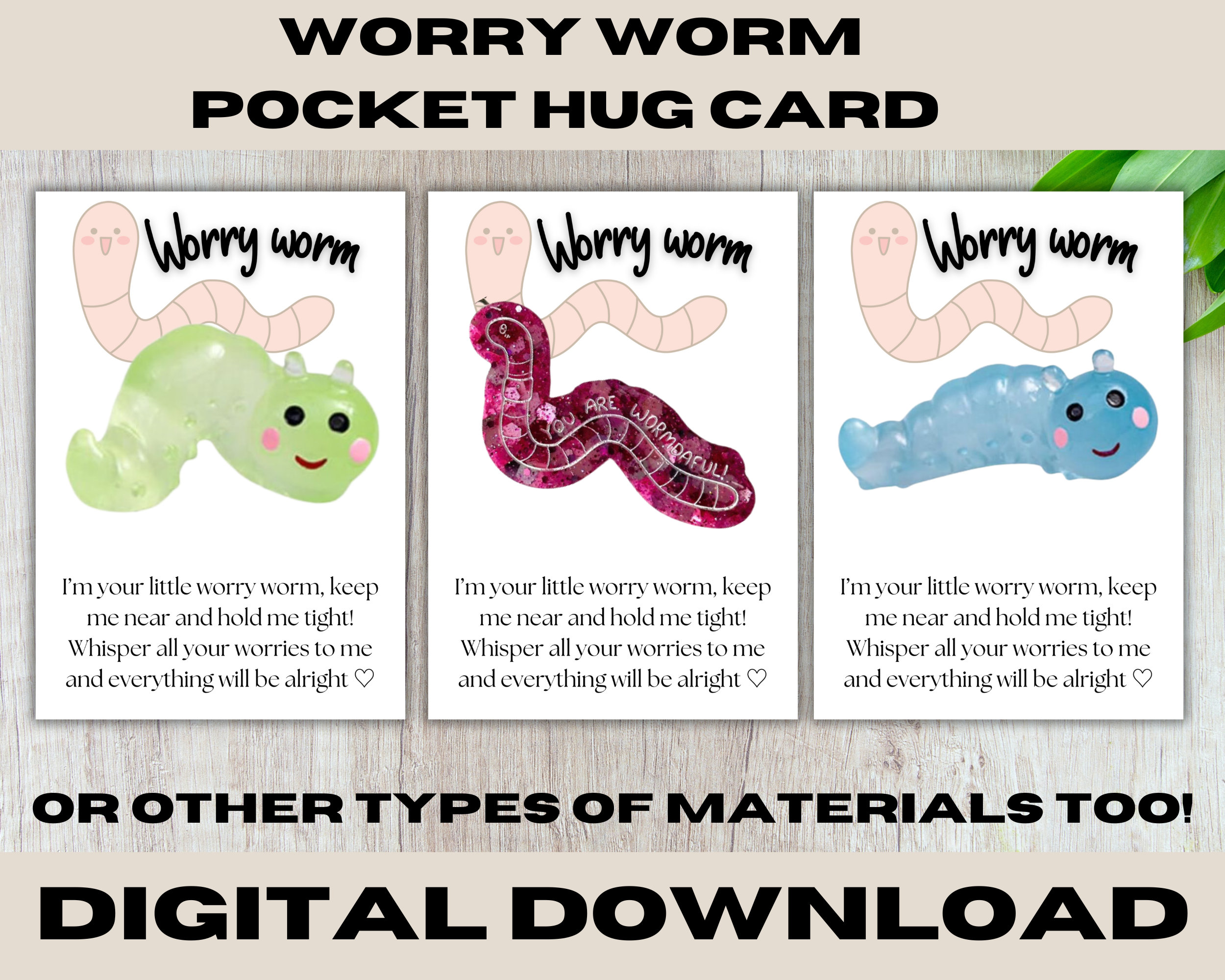 Worry Worm Cards, Backing Card Templates, Crochet Worm Cards, Pocket ...