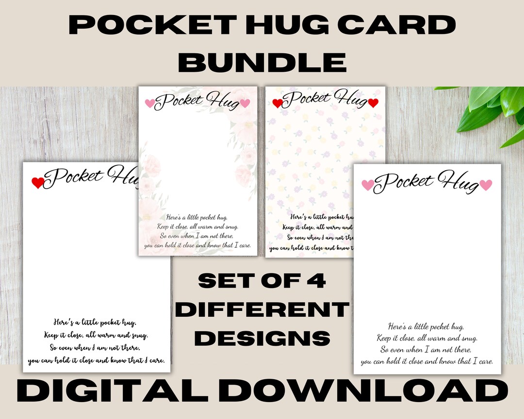 Pocket Hug Card Digital Download, Backing Card Bundle, Pocket Hug ...