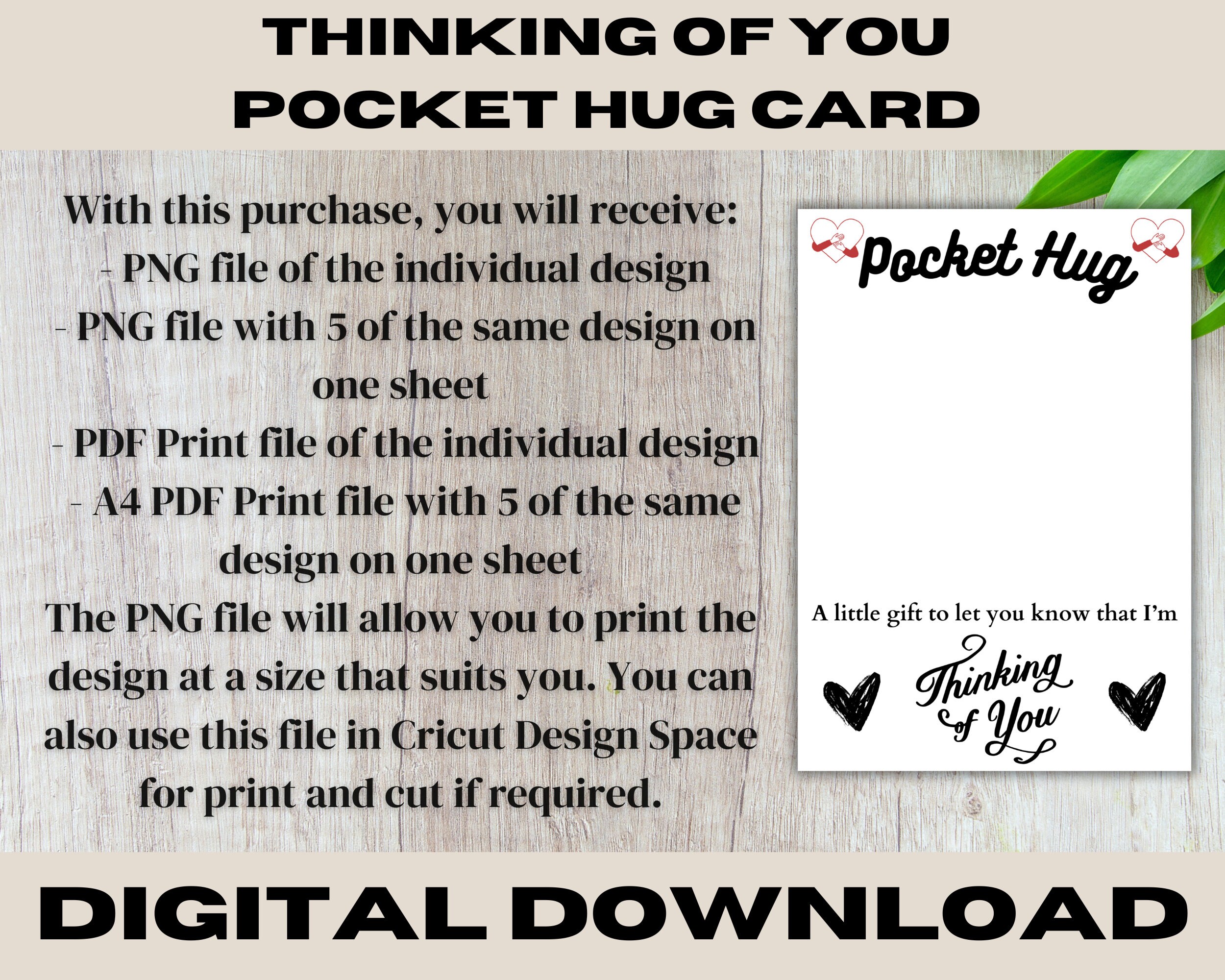 Pocket Hug Card Template, Thinking of You Card, Backing Card Template Pocket Hug Card Template, Thinking of You Card, Backing Card Template