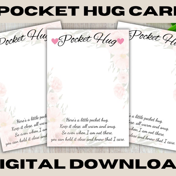 Pocket Hug Card PNG, Backing Card Templates, Pocket Hug Printable, Commercial Use PNG, Circut Print and Cut Template, Bear Hug, Heart Hug
