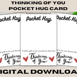 Modèle de carte Thinking of you Pocket Hug, Pocket Hug PNG, support de carte imprimable, fichier à imprimer et à découper, téléchargement pour entreprise, usage commercial