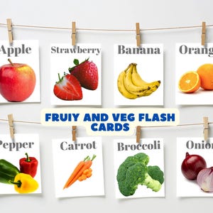 Food Flash Cards Toddler, Montessori Flashcards, Homeschool Printables, Teacher Resources, Early Years Printable, Food Name Cards, PDF Print