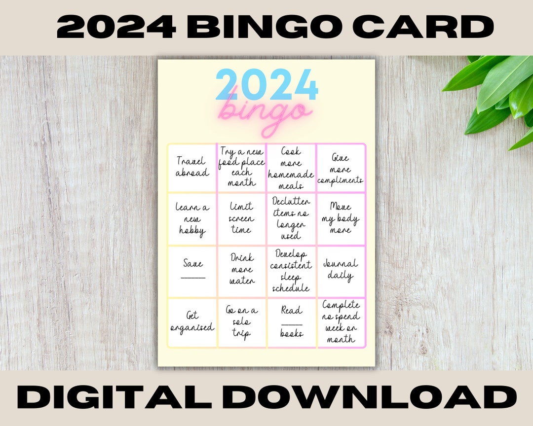 2024 Bingo Card, Vision Board for 2024, New Years Resolutions, 2024
