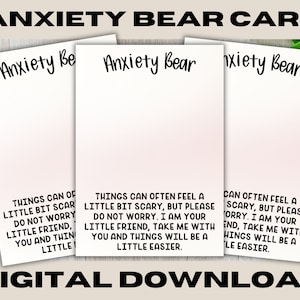 Anxiété ours PNG, carte de soutien câlin de poche, licence d'utilisation commerciale, impression et découpe pour Cricut, téléchargement numérique Worry Bear, Instant PDF