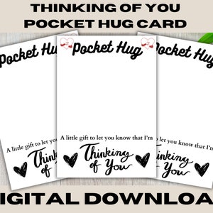 Modèle de carte Thinking of you Pocket Hug, Pocket Hug PNG, support de carte imprimable, fichier à imprimer et à découper, téléchargement pour entreprise, usage commercial