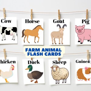 Cartões de memória flash de animais de fazenda, cartões de memória flash educacionais digitais, materiais para impressão para educação domiciliar, primeiros anos, atividades de aprendizagem para crianças pequenas, recursos para professores