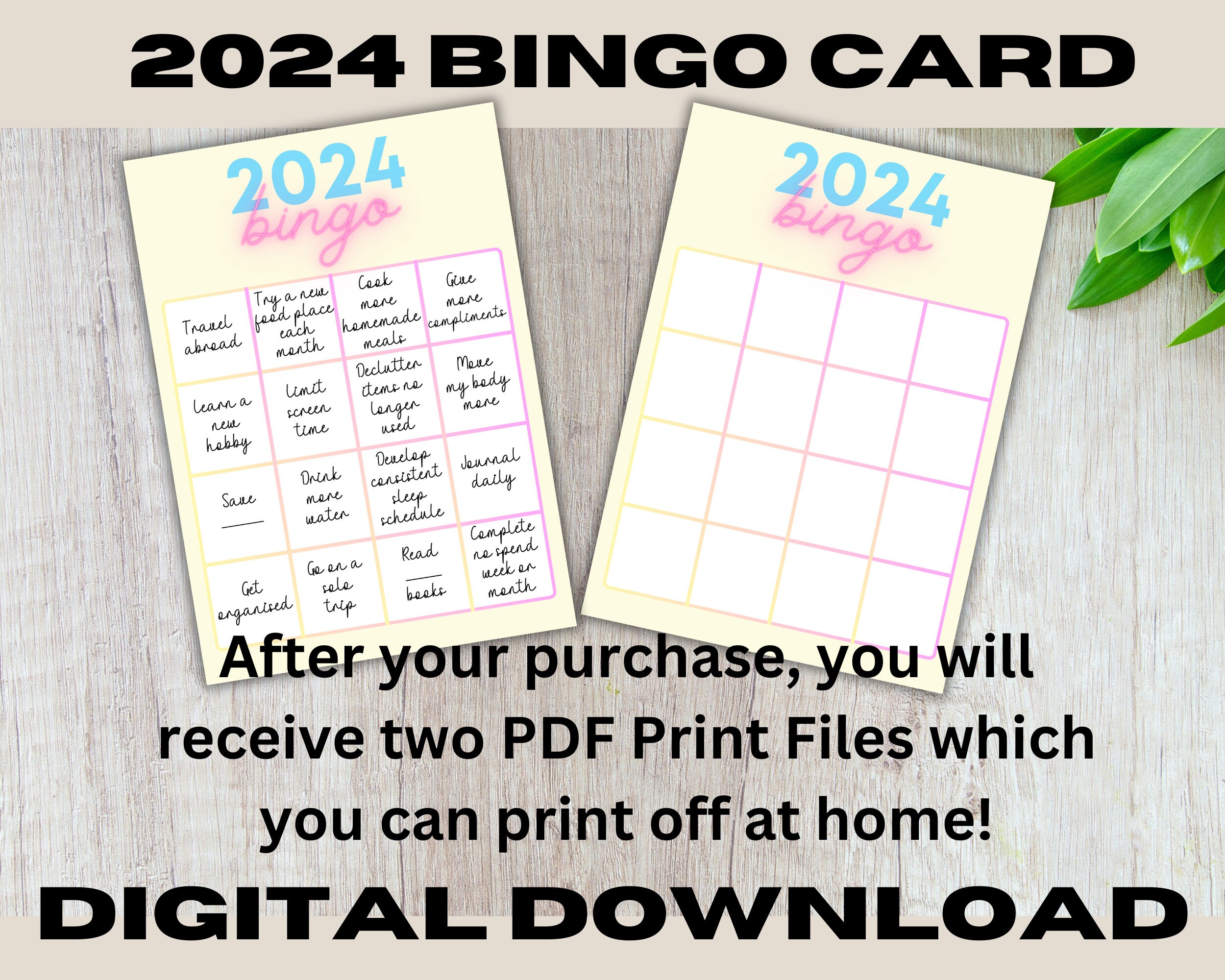 2024 Bingo Card, Vision Board for 2024, New Years Resolutions, 2024