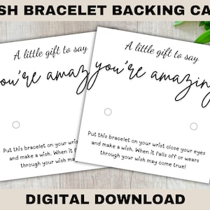 Sie sind erstaunlich, Wunsch-Armband, Wunsch-Armband-Backing-Karten, druckbare Vorlage für kleine Unternehmen, Print at Home Lieferungen, Drucken und Schneiden, PNG