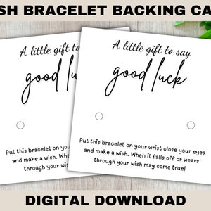 Viel Glück wünschen Armband, Wunsch Armband Vorlage druckbare, Print at Home Business Accessoires, kleine Geschäftsbedarf, Schmuck Kartendruck