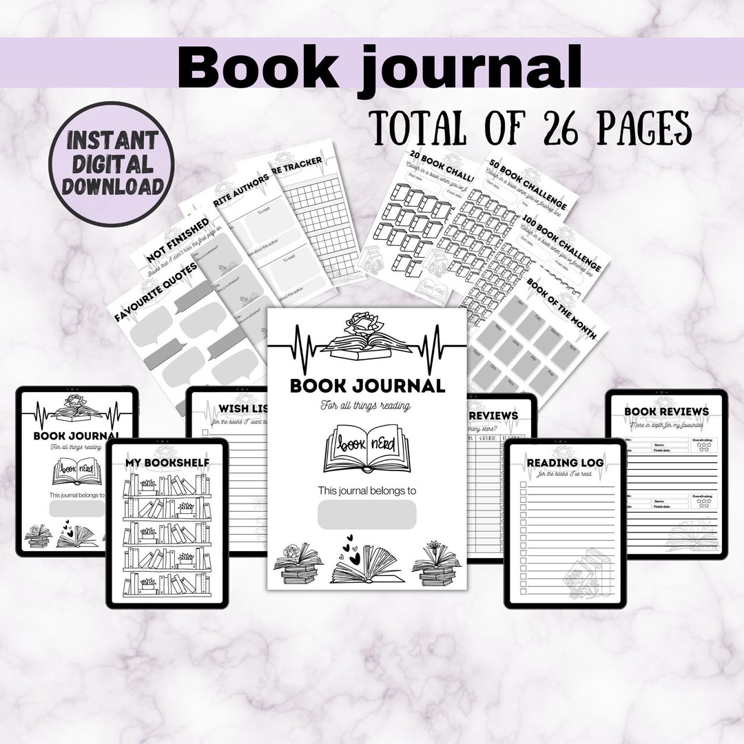 Book Journal for Book Lovers, Printable Book Journal, Goodnotes Book