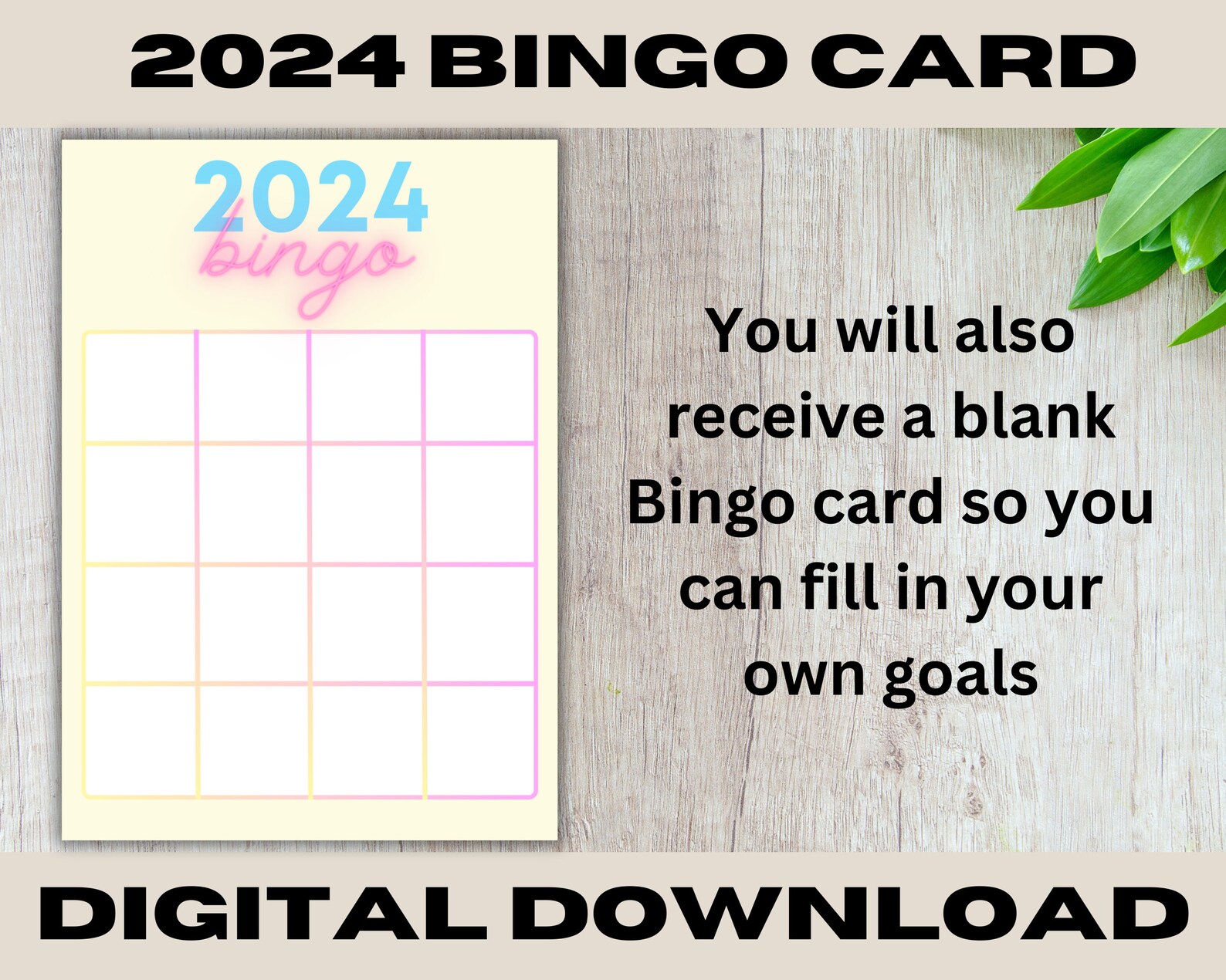 2024 Bingo Card, Vision Board for 2024, New Years Resolutions, 2024