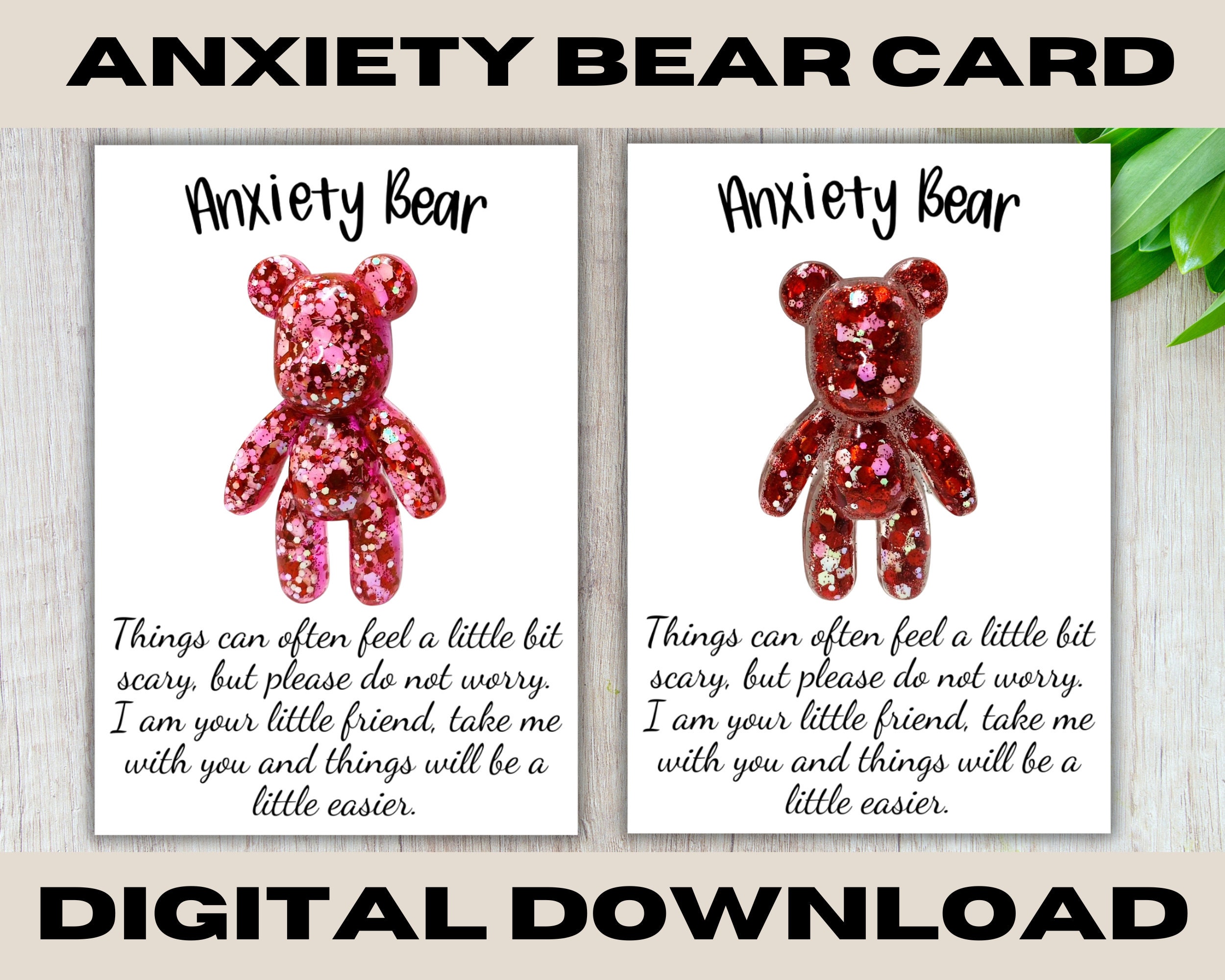 Anxiety Bear PNG, Worry Bear, Pocket Hug, Anxiety Hug Template