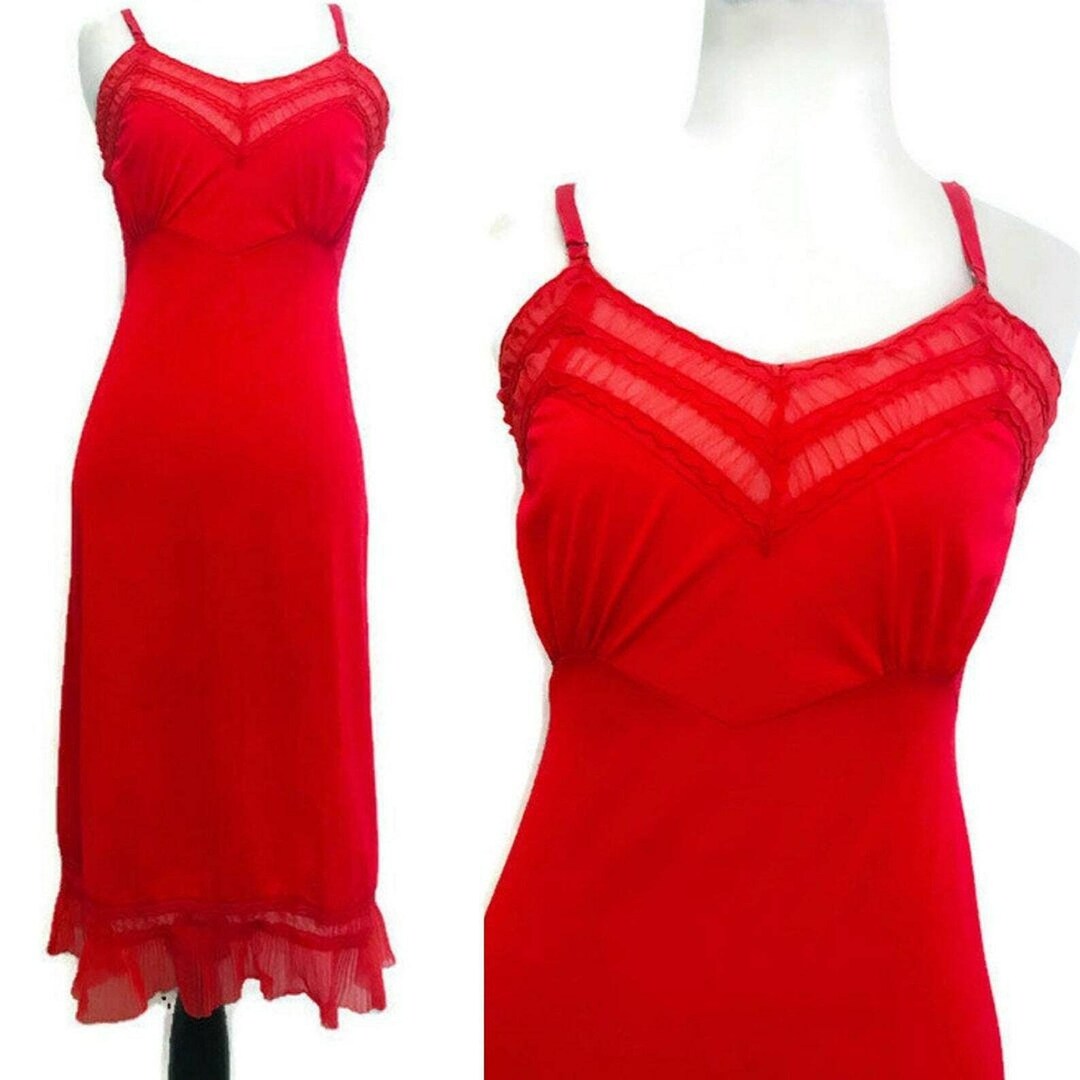 Vintage Dress Slip Red Dress Slip 1960s Val Mode Slip Red Etsy
