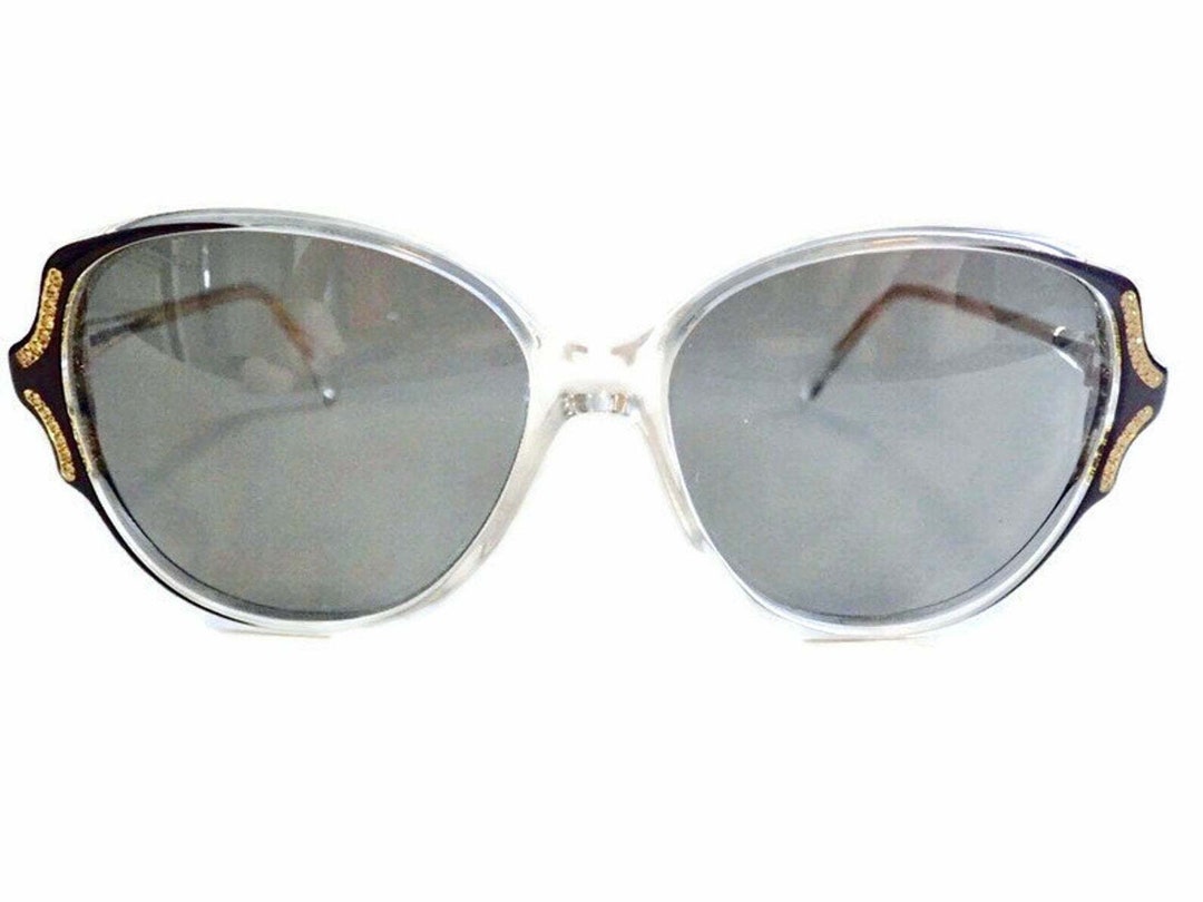 Women's Vintage Sunglasses in Black and Gold, Retro Large Oversize Sunglasses, 70s 80s German