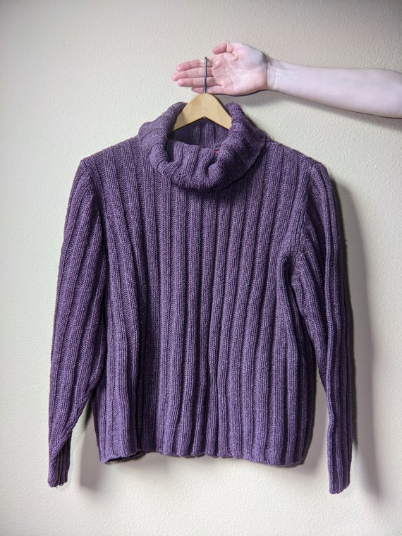 Ribbed cable knit purple sweater