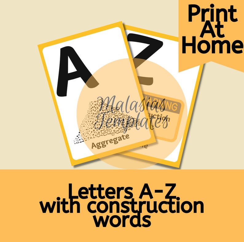 Construction Flashcards AZ Flashcards ABC Flashcards Etsy