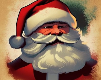 vintage santa claus christmas santa printable wall art digital portrait