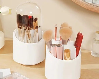 Large Capacity Tabletop / Makeup Brush Holder (White/Pink)