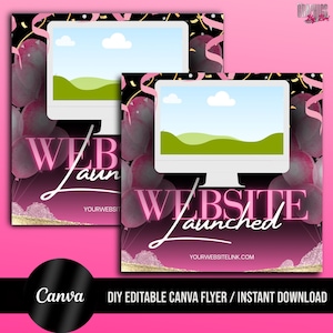Website Launch Flyer, Website Live Flyer, Editable Canva Flyer, Editable Template, Social Media Flyer, Canva Template, Editable Flyer Canva