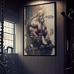 Viking Motivational Canvas Wall Hanging, Fitness Posters, Gym Decor