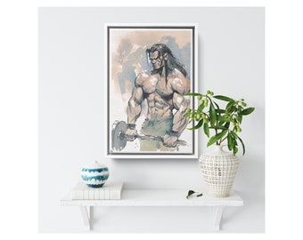 Best in life warrior doing reverse bar curls, Motivational barbarian gym & fitness wall art, lifting weights, Digital Watercolor home decor