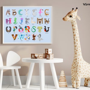 Whimsical Animal Alphabet Poster | Nursery Decor | Alphabet Poster |  Animal ABC | Alphabet Art | Educational Poster | Digital Download