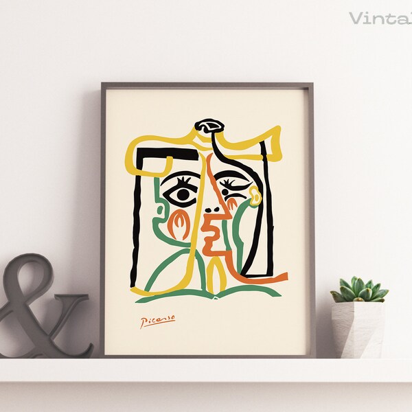 Jacqueline in a Straw Hat | Pablo Picasso | Fine Art Print |  Abstract Art Print  | Digital Download | Instant Download | Printable Wall Art