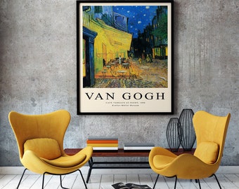 Terrasse de café la nuit | Van Gogh | Impression numérique en téléchargement | Impression de haute qualité | Cadeau de décoration d'intérieur | Téléchargement instantané | Art mural imprimable