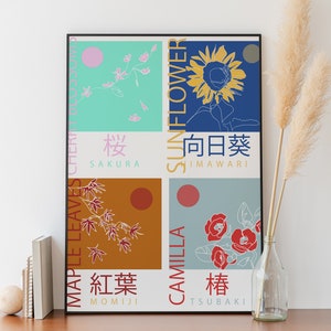 Four Seasons Japanese poster, digital download, printable wall art
