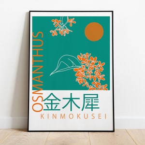 kleine oranje bloem kunst (Osmanthus), lijn kunst, digitale download, jpg, kunst aan de muur