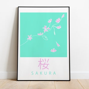 Sakura Wall Print, Line art, Downloadable Print, Digital Art,