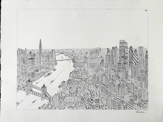 Downtown London Skyline Sketch