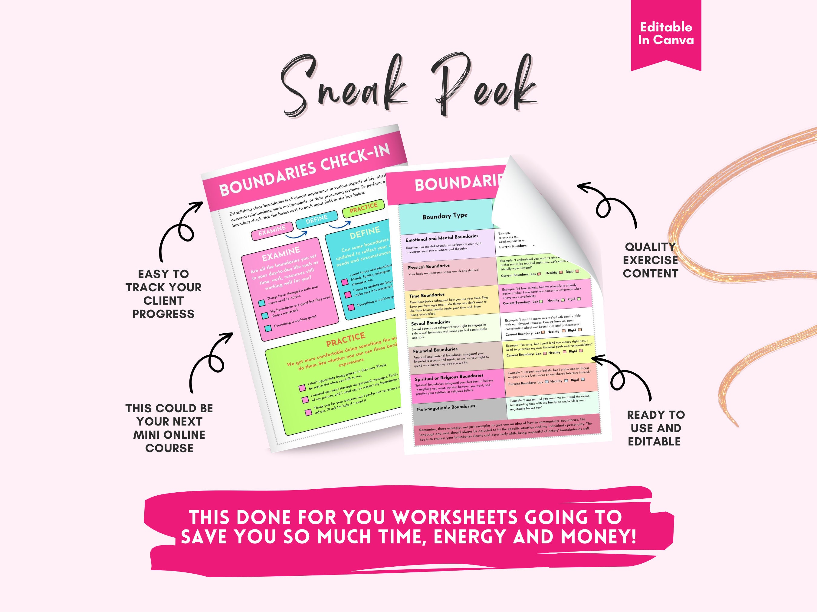 Boundary Workbook | Therapy Worksheet | Mental Health & Self Care ...