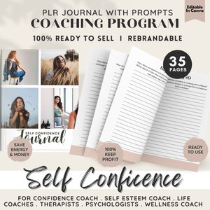 Self Confidence Journal, PLR Life Coaching Program, PLR Guide, Editable & Printable, Therapist,  Confidence, Self Love and Wellness Coach