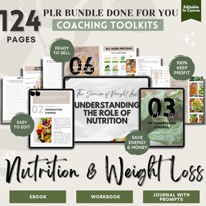 PLR Bundle Nutrition & Weight Loss Workbook, Done For You eBook, Journal, Worksheet, PLR Life Coaching Program Weight loss Guide, Diet Plan