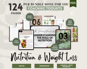 PLR Bundle Nutrition & Weight Loss Workbook, Done For You eBook, Journal, Worksheet, PLR Life Coaching Program Weight loss Guide, Diet Plan