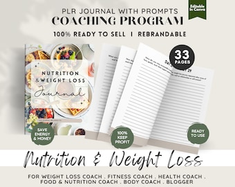 Nutrition & Weight Loss Journal, PLR Life Coaching Program, PLR Guide, Journal with prompts, Weight Loss Guide, Healty Food, Coaching Tools